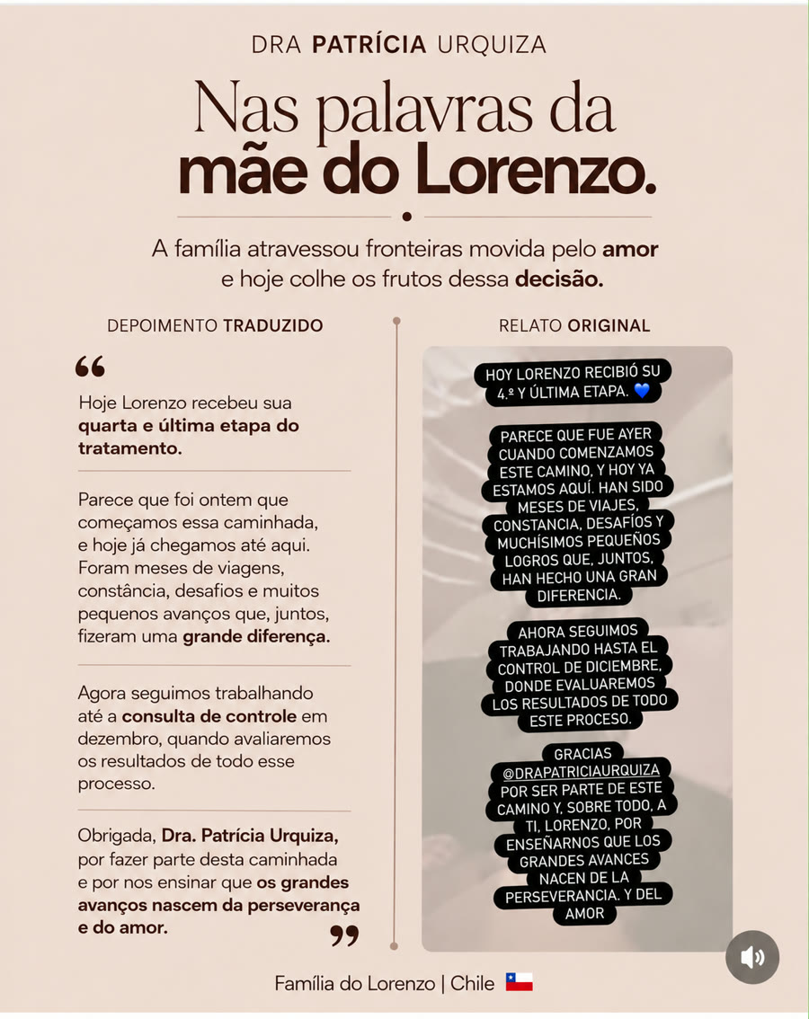 Depoimento traduzido da mãe do Lorenzo, família do Chile